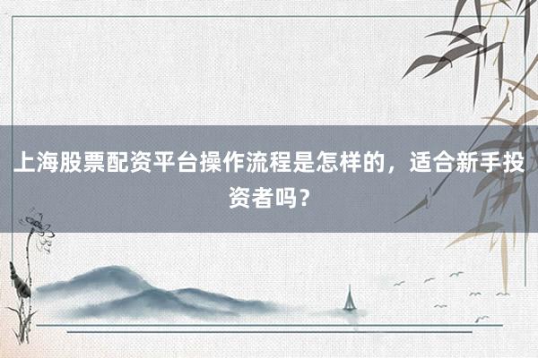 上海股票配资平台操作流程是怎样的,适合新手投资者吗?