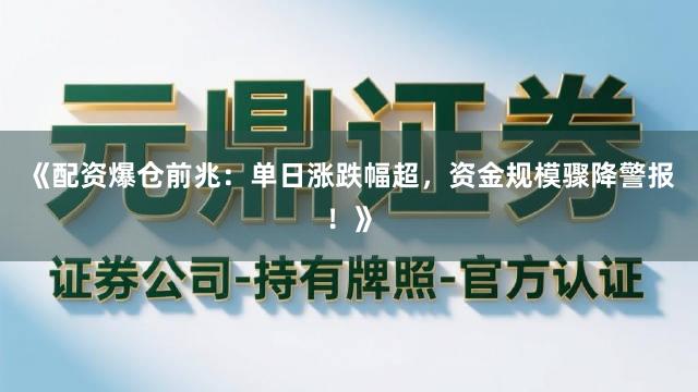 《配资爆仓前兆：单日涨跌幅超，资金规模骤降警报！》
