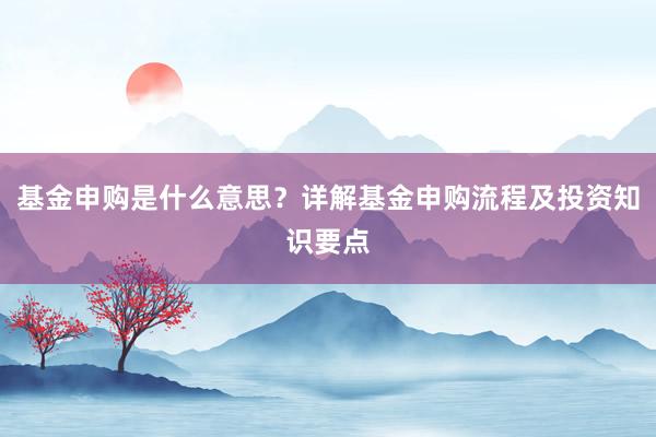 基金申购是什么意思？详解基金申购流程及投资知识要点